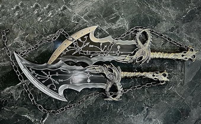 [OPEN BOX]God of War,Blades of Chaos Sword Twin Blades, Kratos Metal!