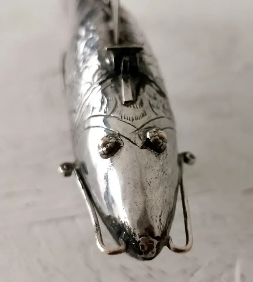 Large Solid Silver Articulated Fish Box - 120g - 19cms.