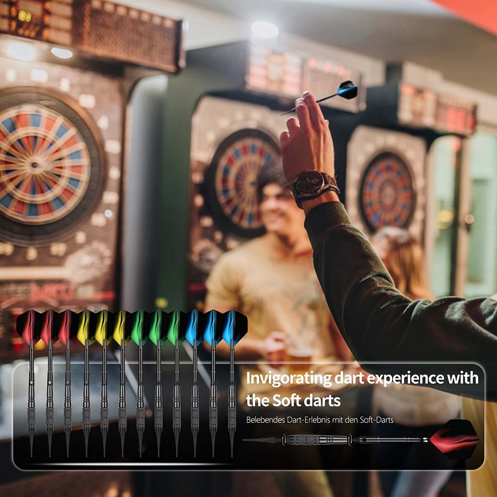 Well-Made Responsive Modern Sleek 12-Piece Replaceable Plastic Soft-Tip Dart Set