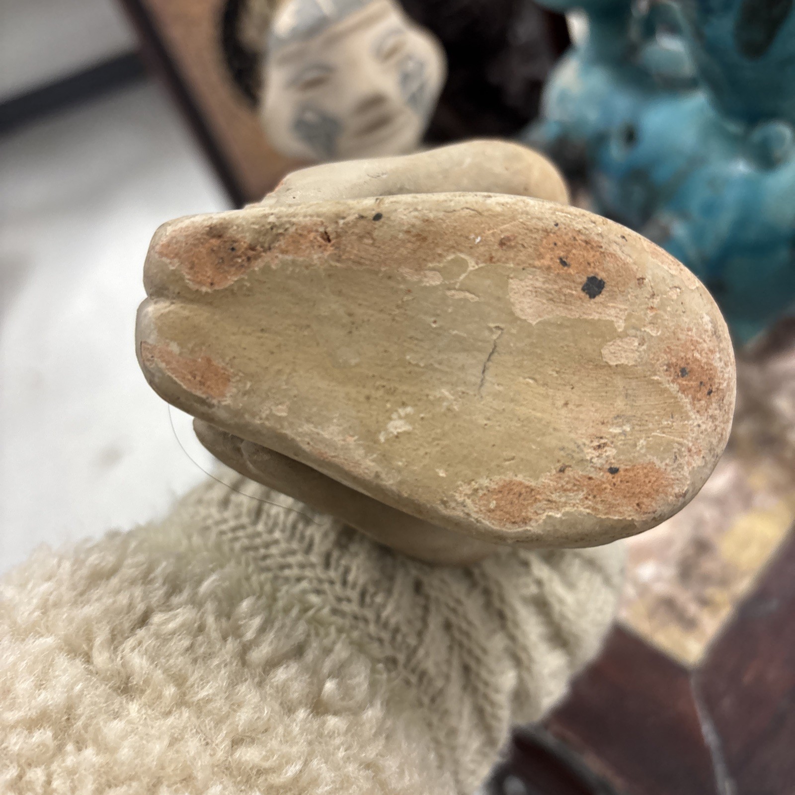 Late 1800s - Very Early 1900s Tesuque Pueblo Pottery Rain God 2 Pieces