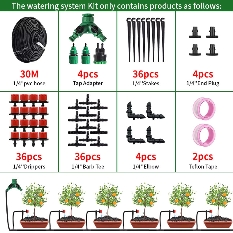 Garden Drip Irrigation Kit Automatic Plant Watering System Adjustable