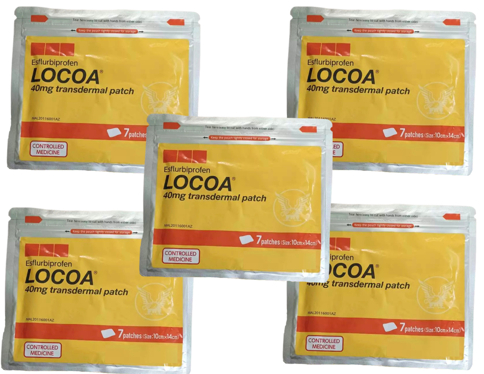 5 Pack ( 35 Patches ) LOCOA 40mg Transdermal Joint Pain Relief - SHIP FORM US
