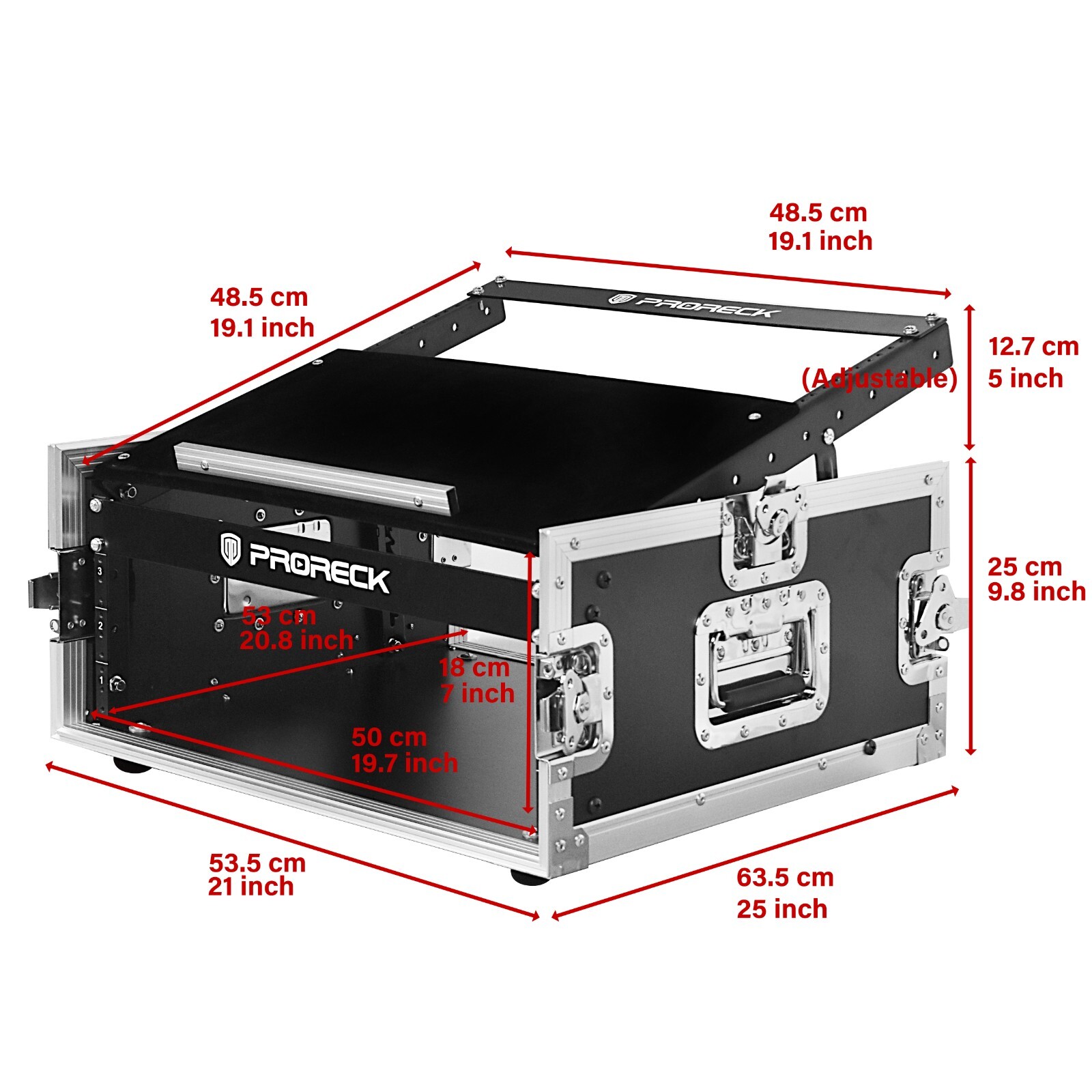 proreck Road Case Rack Case Stage 20'' With Slant Mixer Top, 4U Space, Plywood
