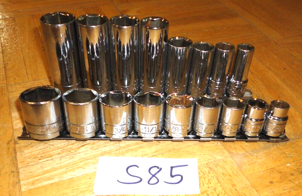 S-K TOOLS 17 PIECE 3/8 DRIVE SHORT & DEEP SAE. SOCKET SETS