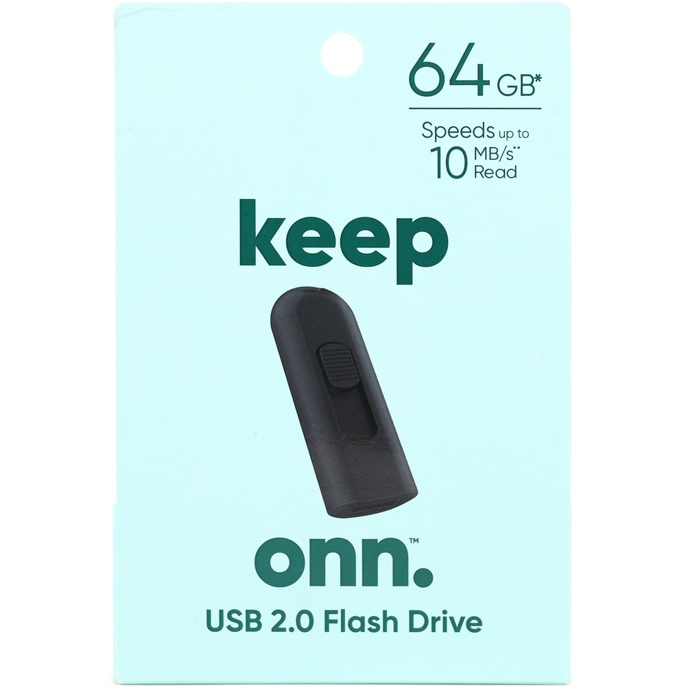 onn. USB 2.0 Flash Drive for Tablets and Computers, 64 GB Capacity