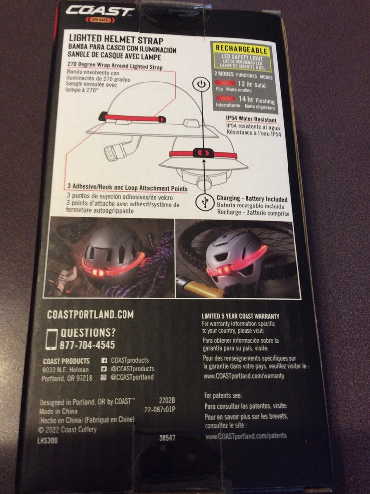Coast LHS300 Rechargeable Lighted Helmet Strap