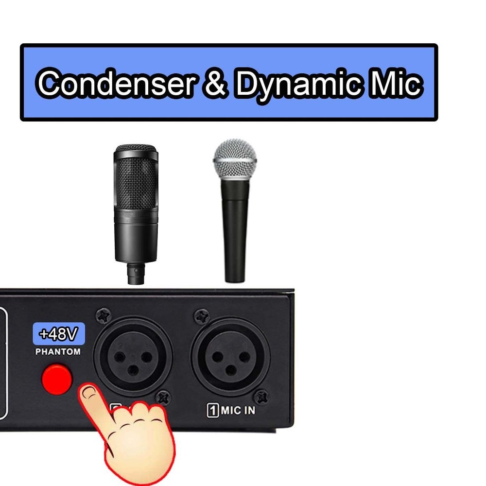 Microphone Preamp Mic Booster 4 Input Max 65db DI Box with 48V Phantom Power ...