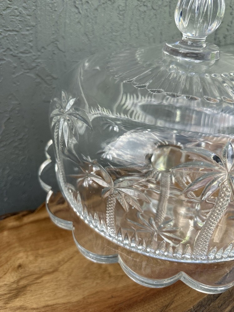 SHANNON CRYSTAL CAKE STAND WITH DOME PALM TREE