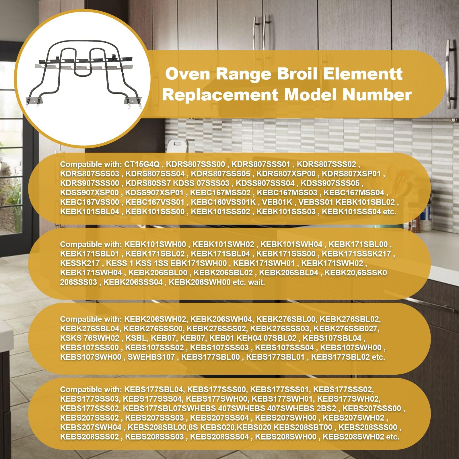 Upgraded WP9760774 Oven Range Broil Element Replacement for Whirlpool 8301514...
