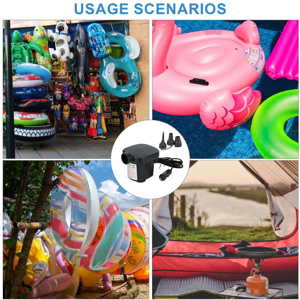 Electric Portable Air Pump For Inflatable Air Mattress Raft Bed Boat Pool Toy US