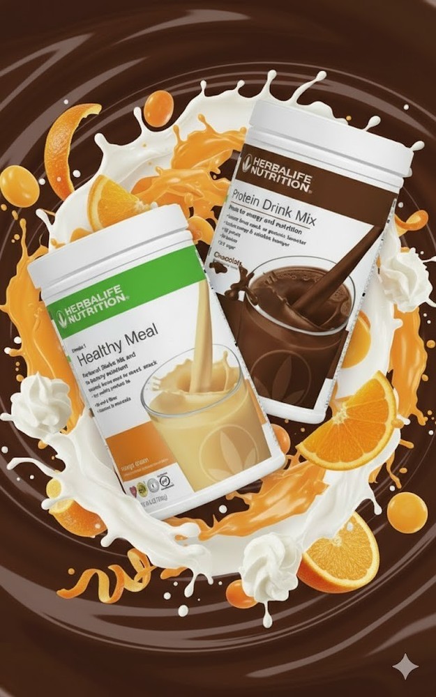Herbalife Chocolate Protein Drink Mix + Orange Cream Formula 1 Set