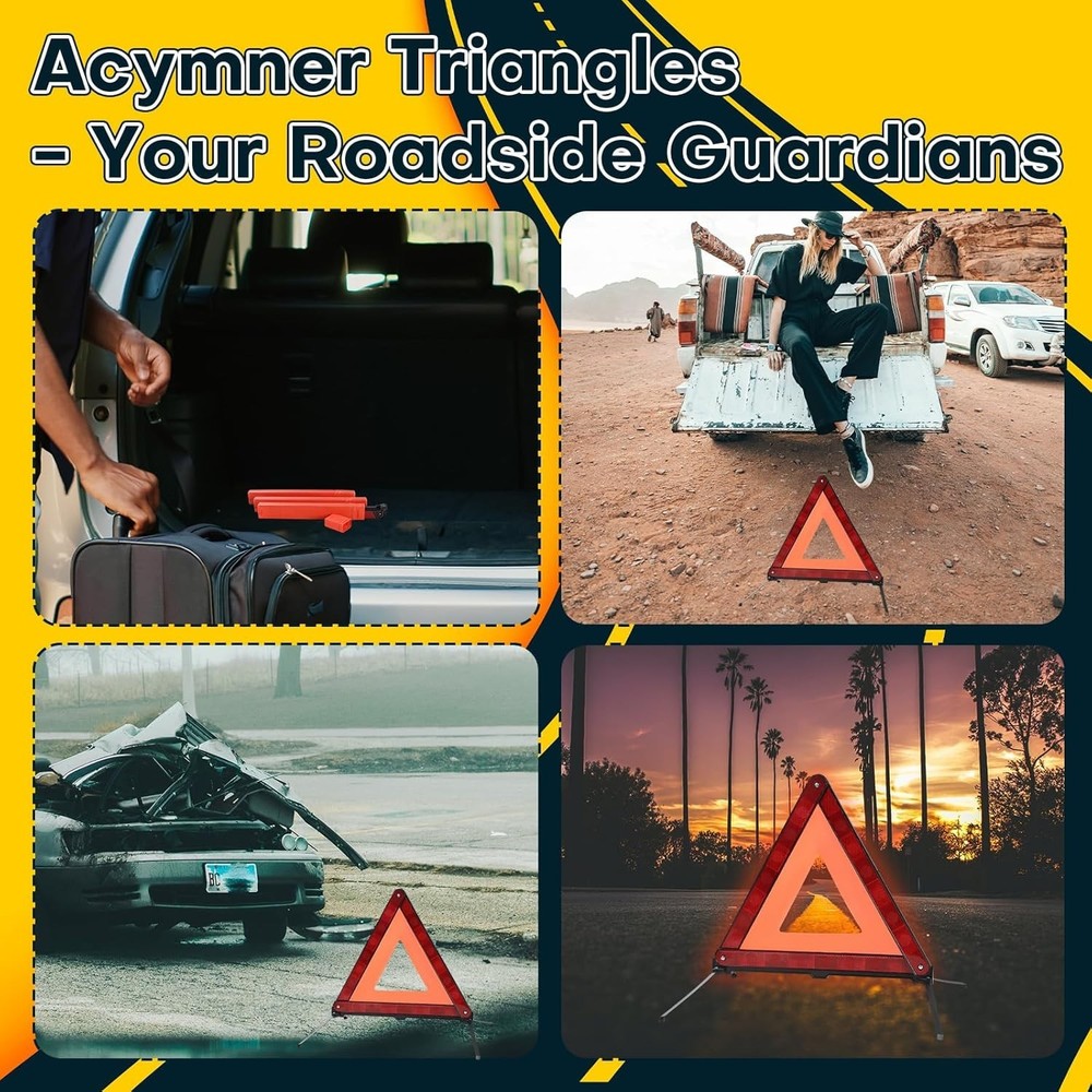 Reflective Safety Triangle Kit | Emergency s with Storage Case Roadside Refle...