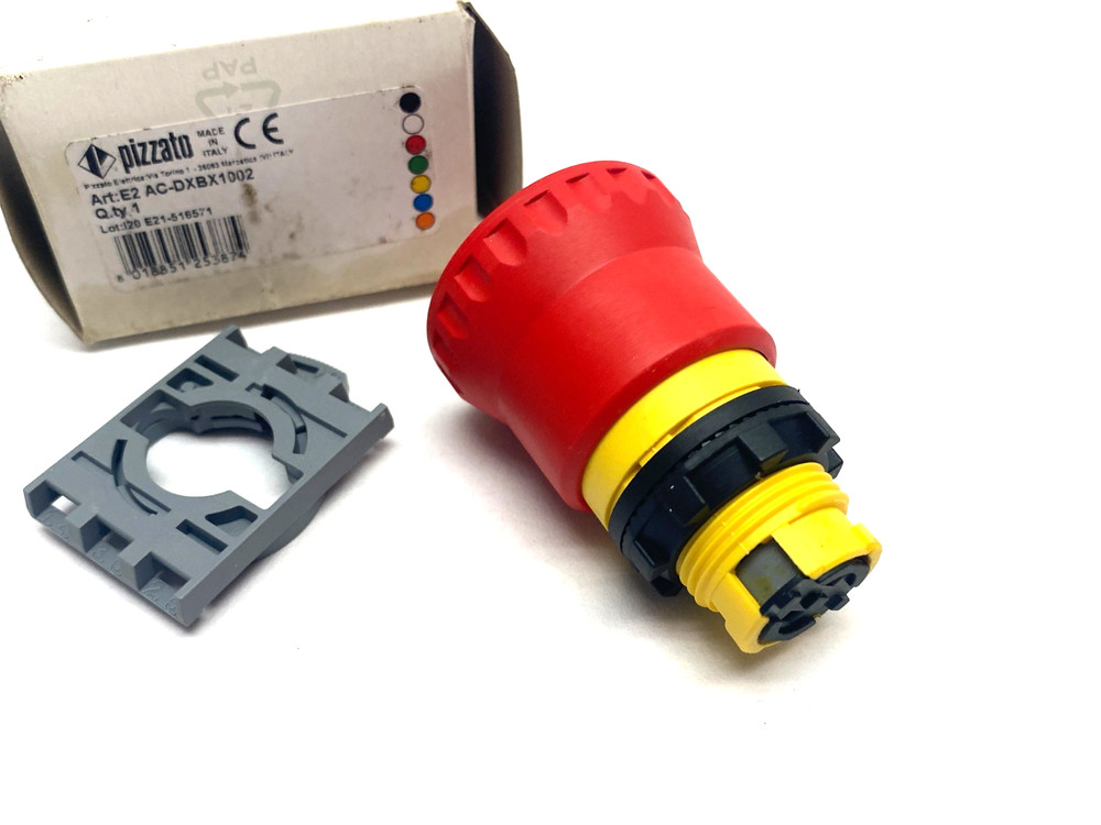 Pizzato E2 AC-DXBX1002 Illuminated Emergency Pushbutton w/ Locking Collar
