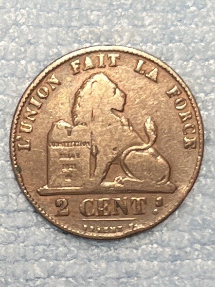 Belgium - 2 centimes 1858