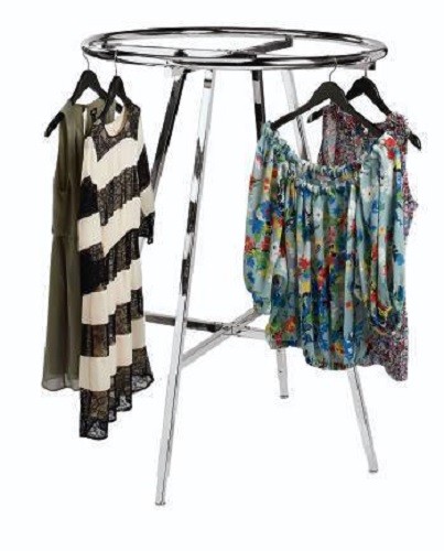 Chrome 36" Round Clothing Rack Height 48 - 72" H Leveler Glides Garment