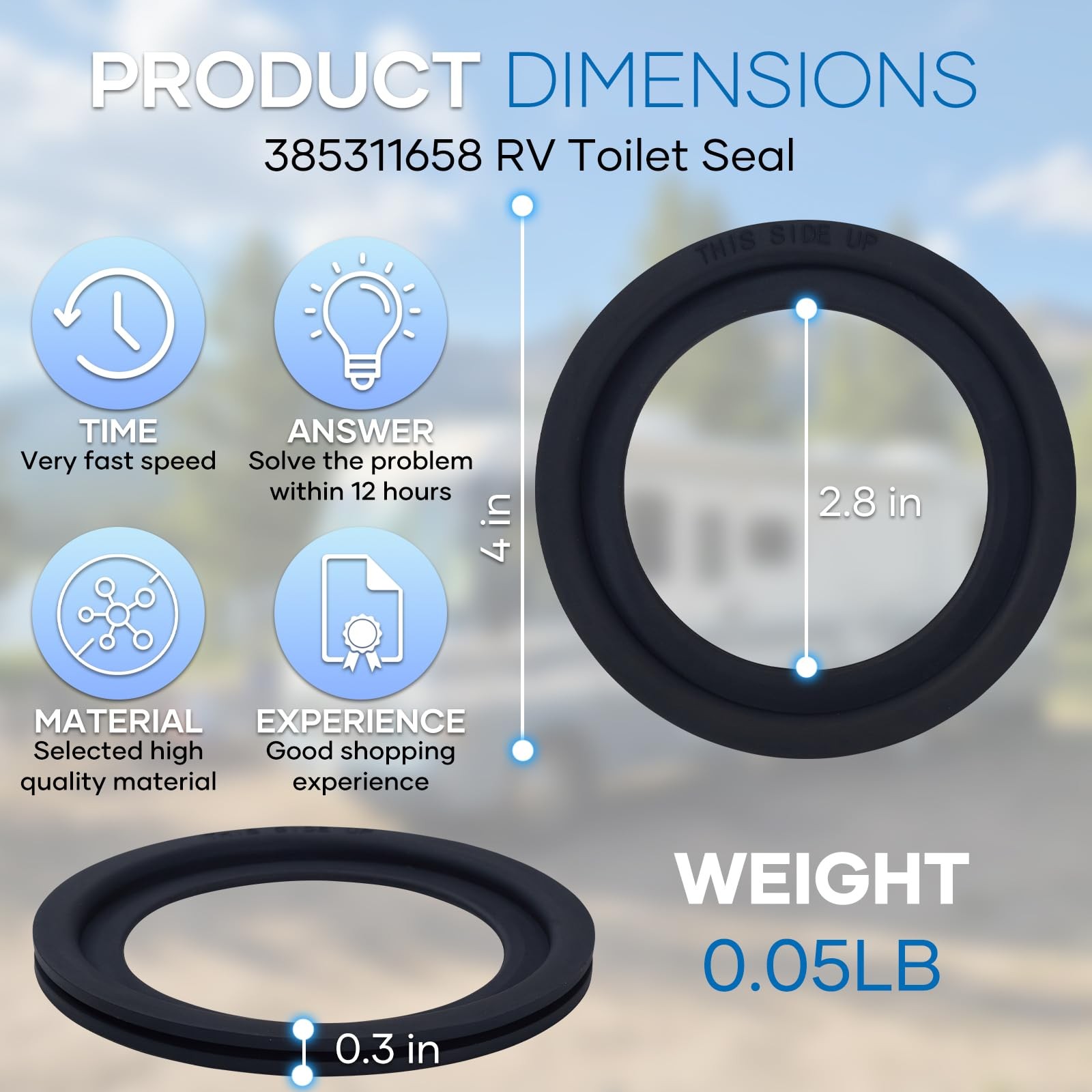 2 Pack RV Toilet Seal for Dometic 300/310/320 Toilets, Leak-Proof & BLACK