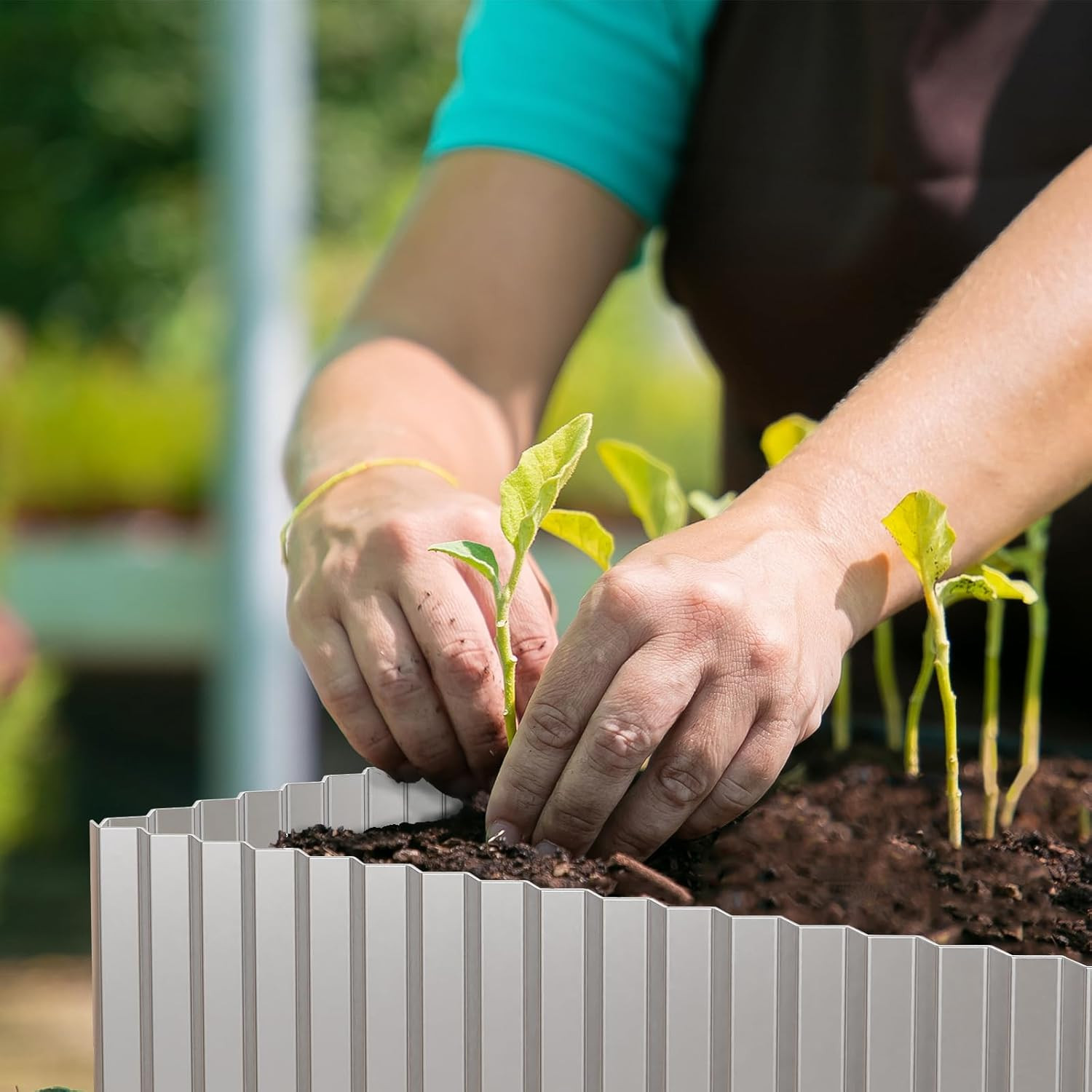 Corrugated Metal Garden Edging,6" x 20' Sturdy Lawn Edging Border,Landscape Edgi
