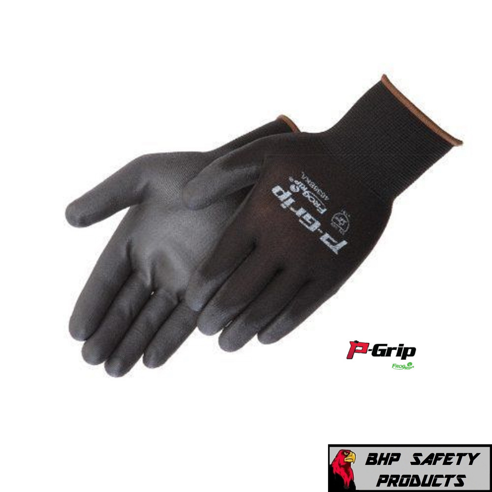 LIBERTY SP4638 P-GRIP WORK GLOVES BLACK PU POLYURETHANE PALM 144 PAIRS / 1 CASE