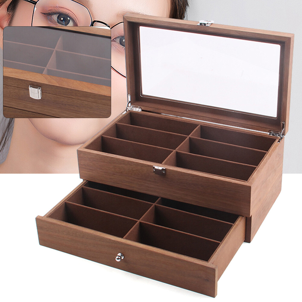 Eyeglass Case Sunglasses Box Organizer Glasses 12-Bits Display Storage Case Gift