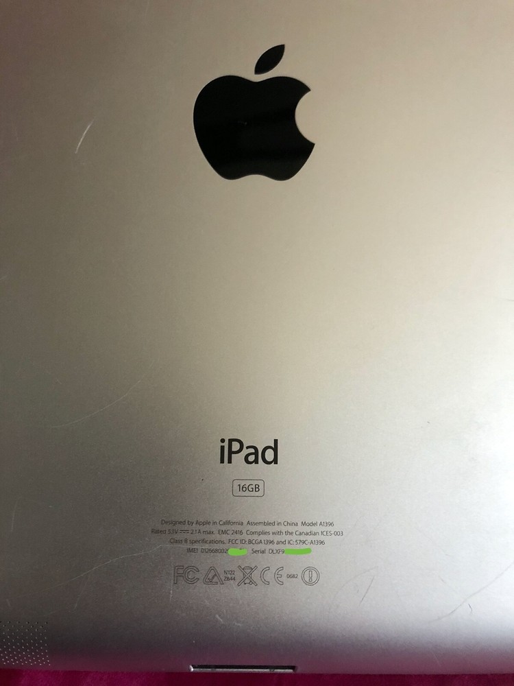 iPad Model A1396 LOCKED/DISABLED 16GB