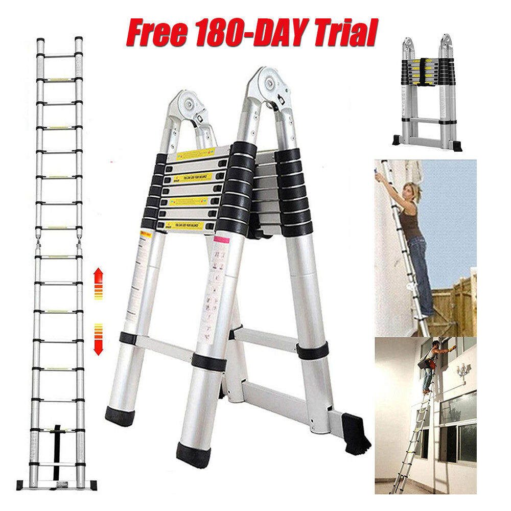 16.5 ft Folding Ladder Aluminum Multi Purpose Extension Ladders Building Supplie