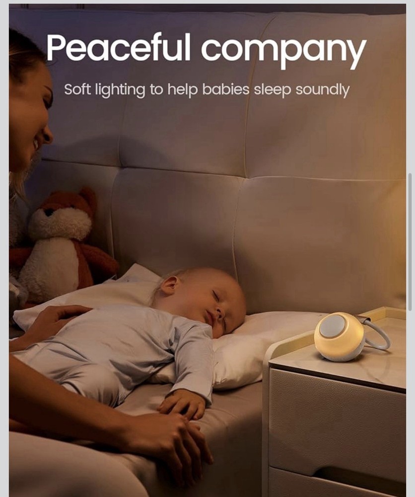 CHICWAY White Noise Machine Beige, Smart Cry Detection, Bluetooth, Soft Lighting