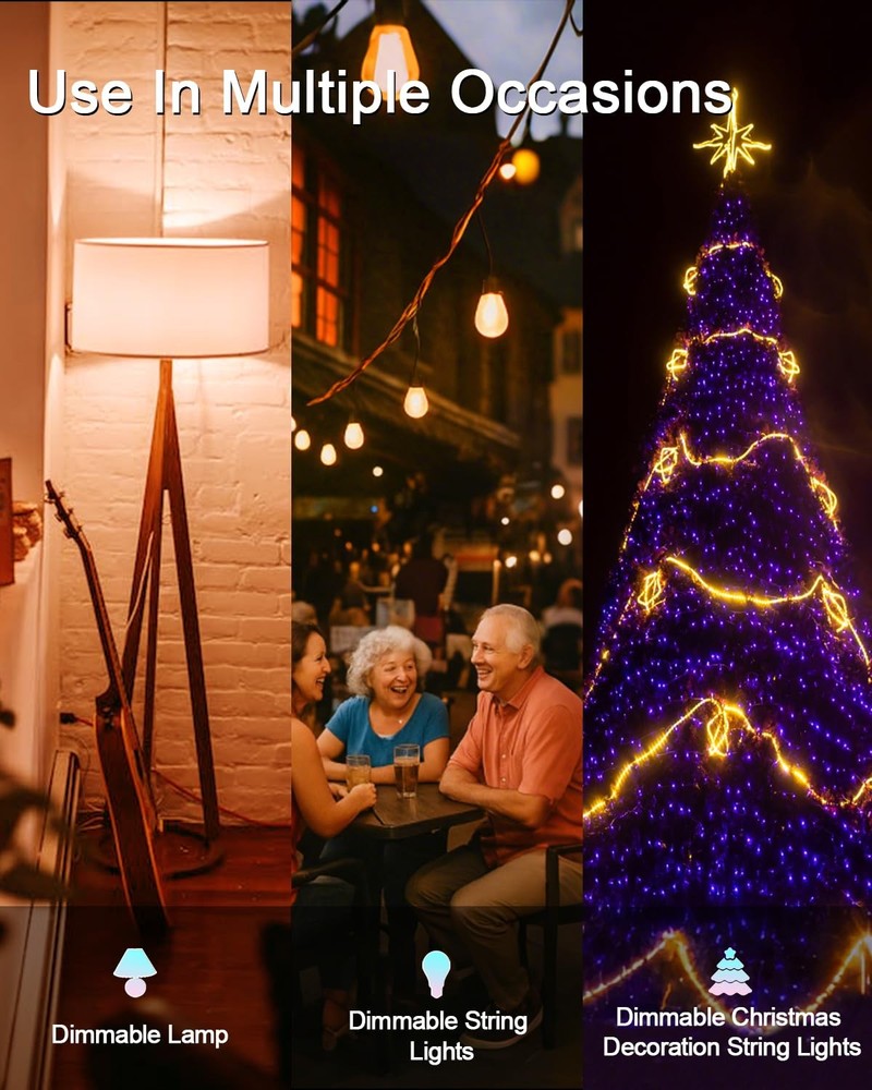 Outdoor Dimmer Plug for String Lights with Remote, 600W Plug-in Dimmer Switch...