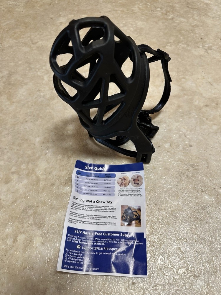 BARKLESS Dog Muzzle, Basket Muzzle for Biting, Chewing and Scavenging, Humane