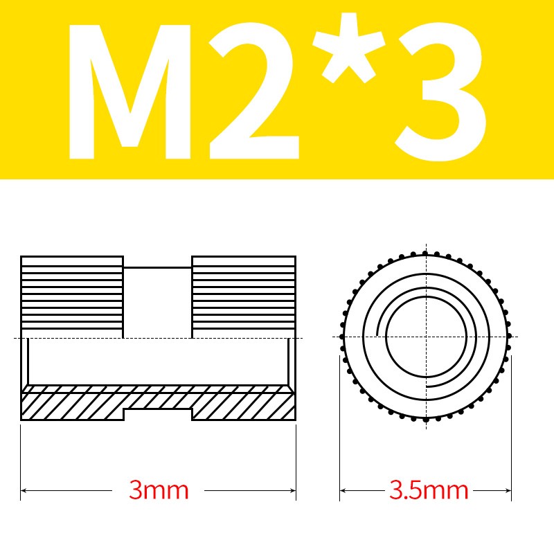 Brass Threaded Inserts Nut Embedded Injection Moulding For 3D Printing M2 M3 M4