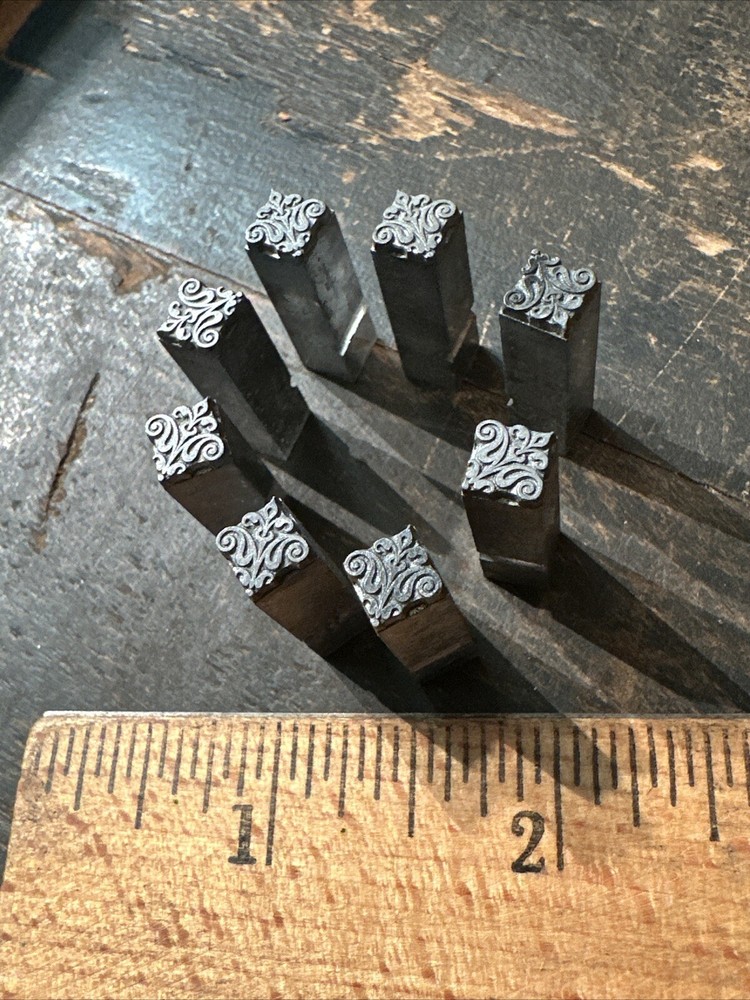 8 Ornamental Printing Blocks Dingbats Lead Print Blocks