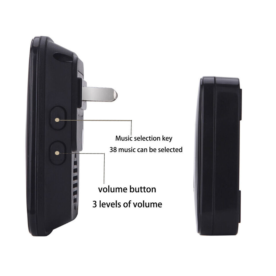 2Set Wireless Doorbell Chime Waterproof Plugin Receiver Adjustable Volume 1000FT