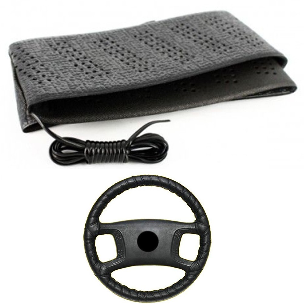 Black Lace-On Steering Wheel Cover Grip Classic Stretch Accessory Auto Vehicle