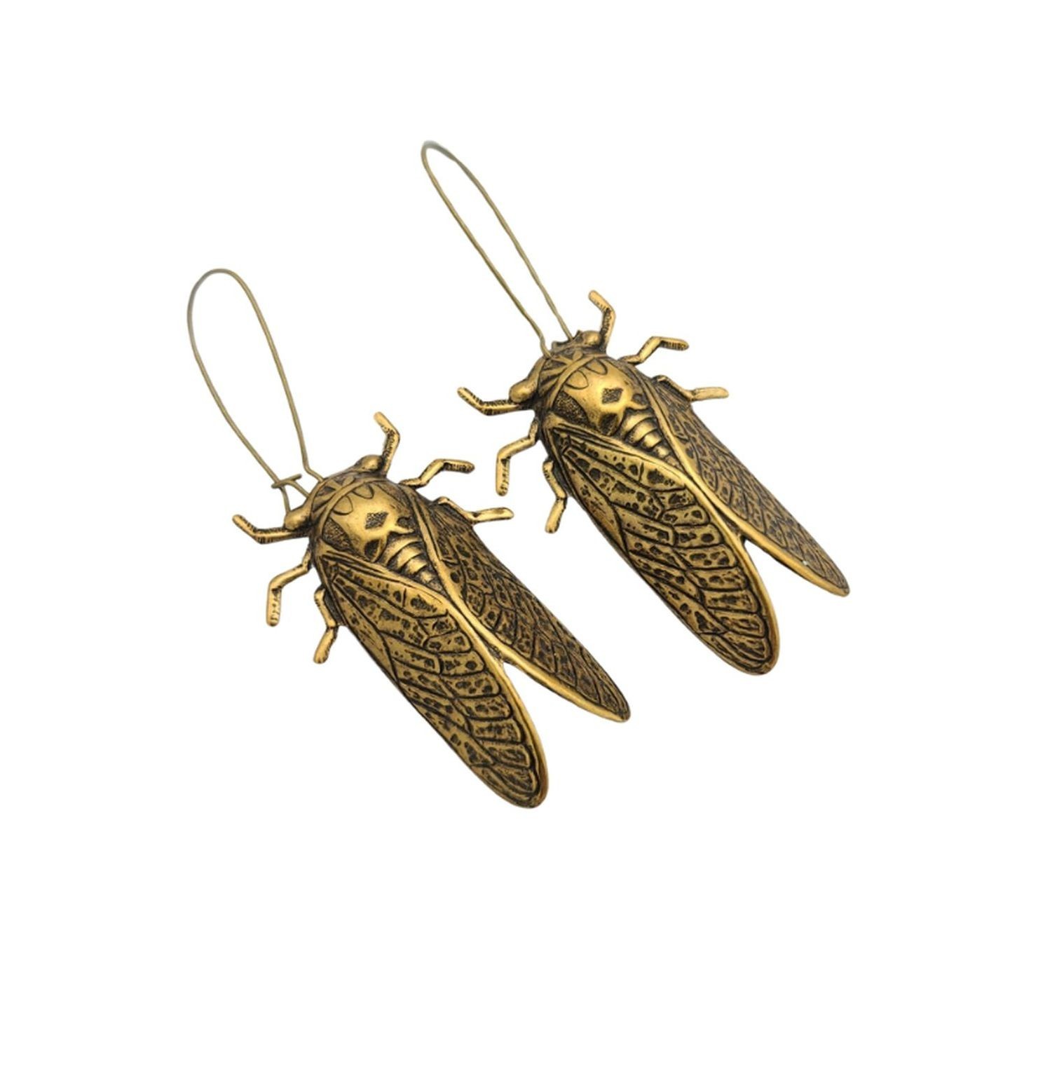 Cicada Earrings – Antiqued   Brass Insect Bug Jewelry for Women.