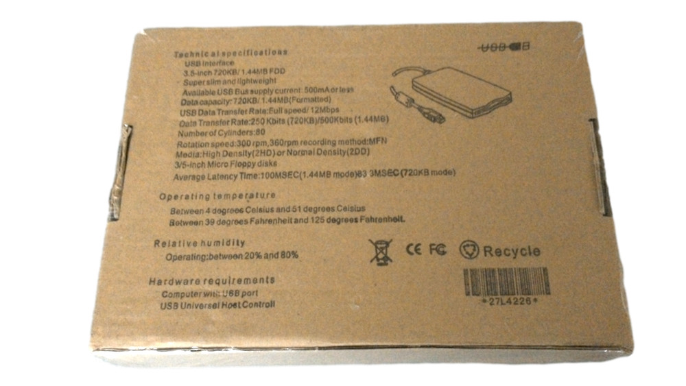 New Generic USB Portable Diskette Drive 27l4226