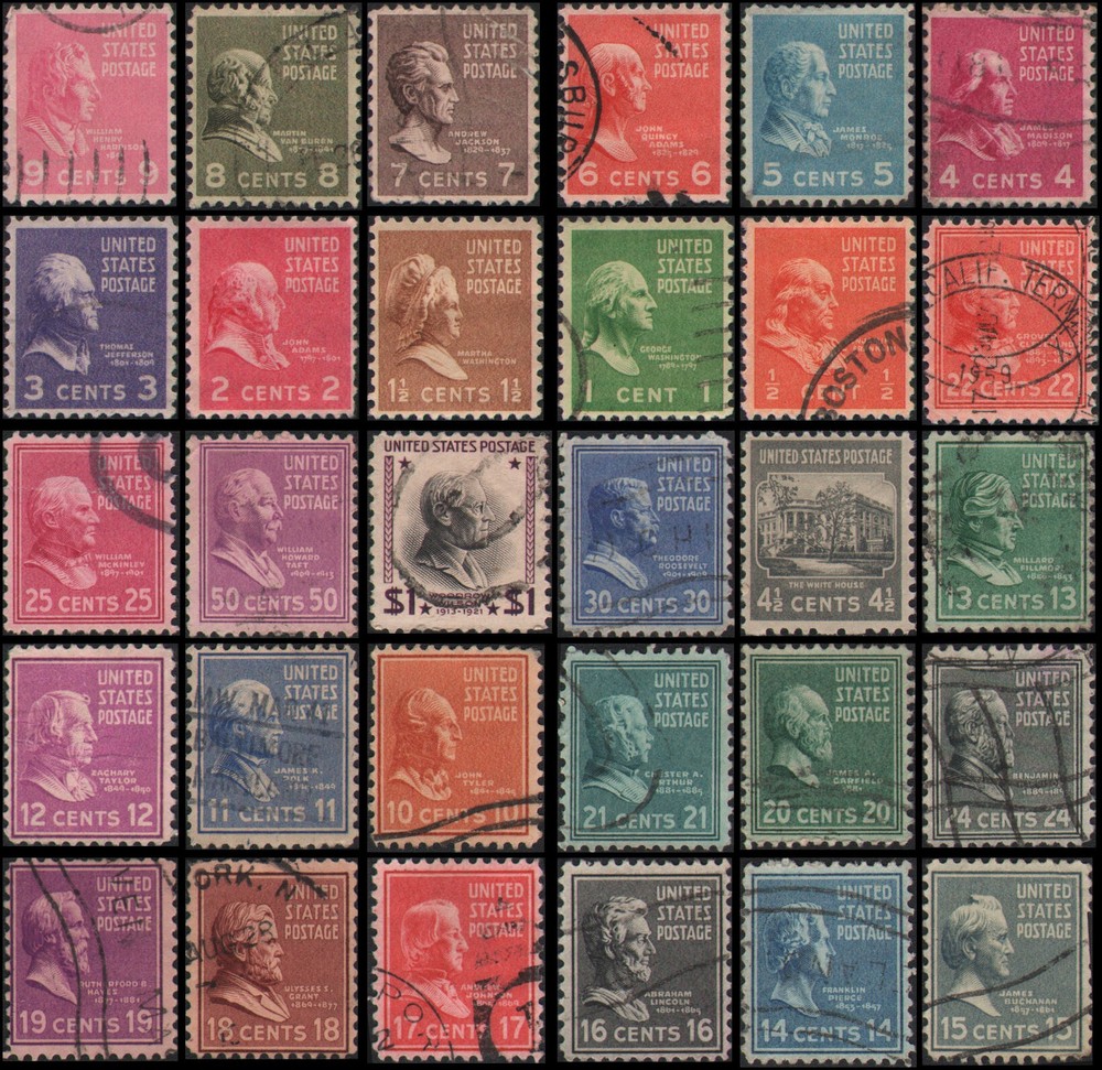 US #803-832 Used prexies