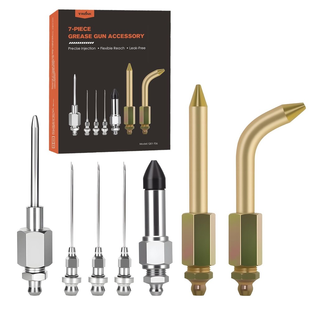 TRILINK Grease Gun Needle Tip Kit – 7PCS Accessory Set with 3...