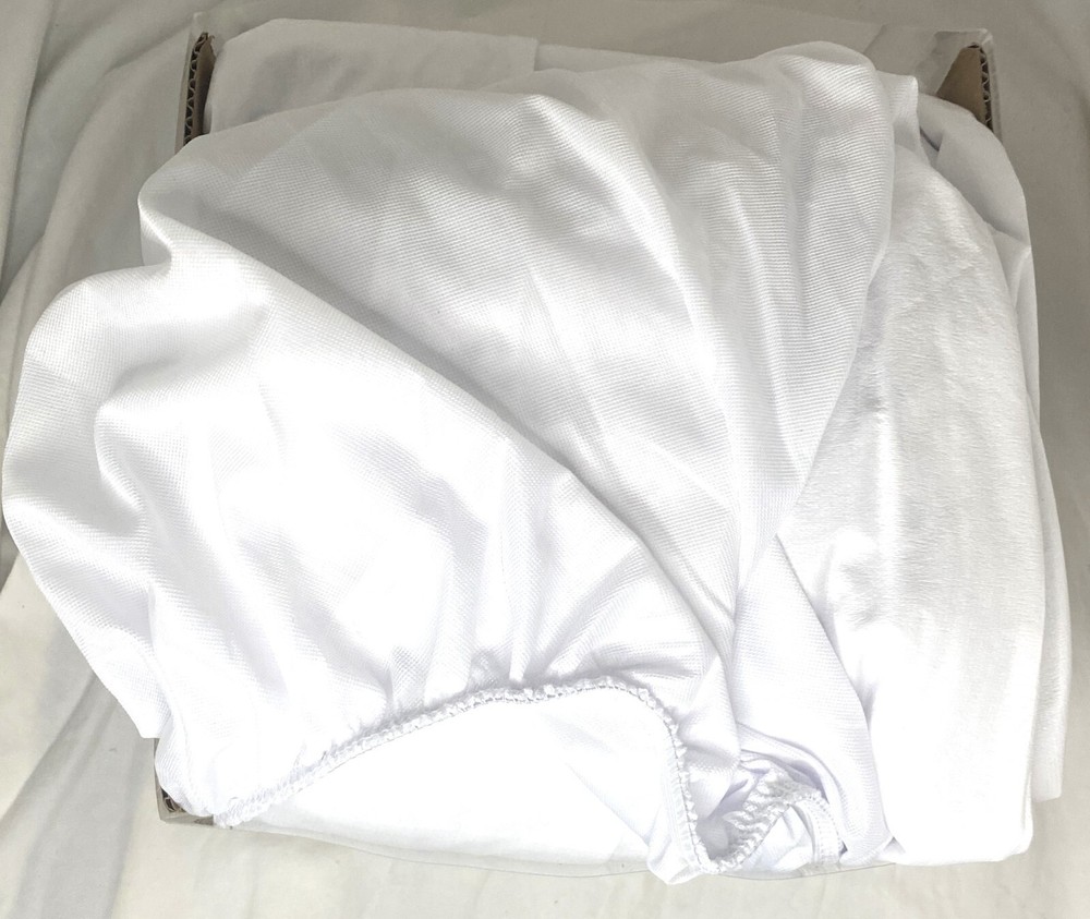 MALOUF Sleep Tite Prime Terry Mattress Top Protector Split King White