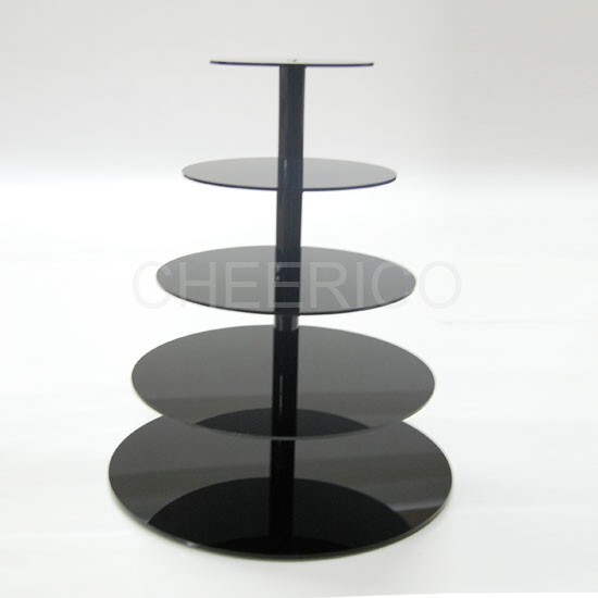 5 Tier Black Maypole Acrylic Cupcake Stand Cup Cake Tower Tree