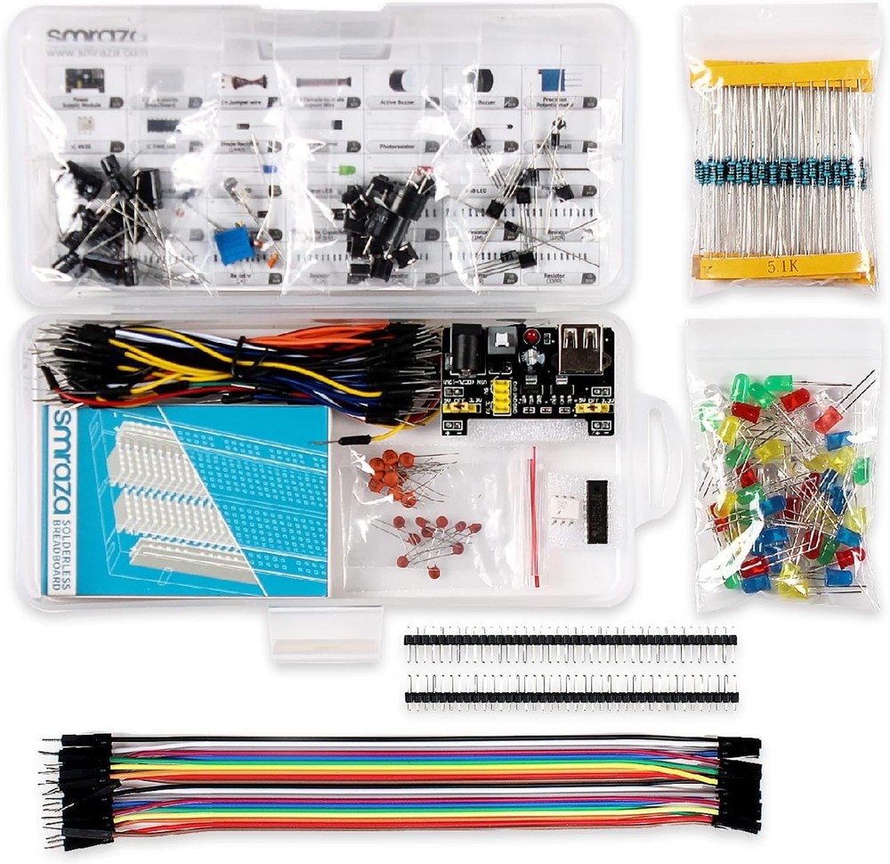 Beginner-Friendly Electronics Kit: Breadboard, Power Supply, Jumper Wires, LED