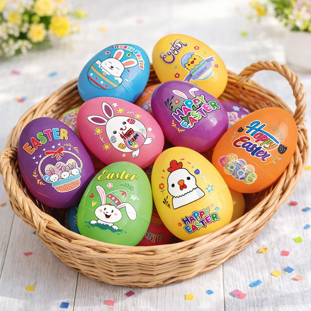 30 Set Plastic Easter Egg Shells with Removable Lids, Perfect As Easter Party