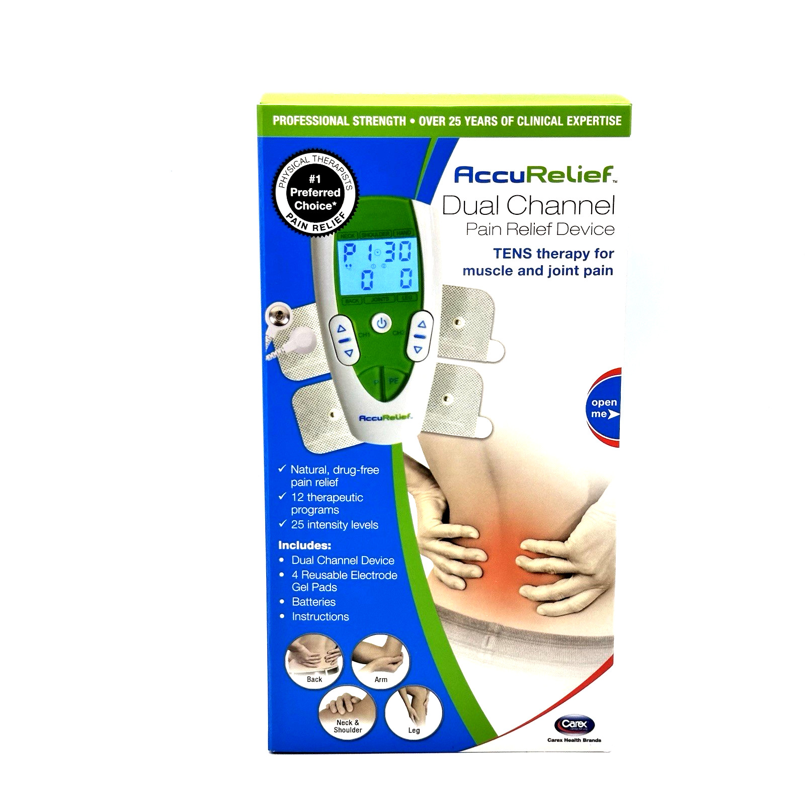 AccuRelief TENS Unit Pain Relief System - Dual Channel - New & Sealed