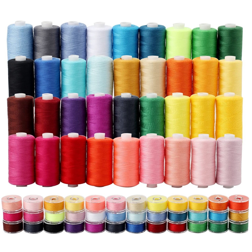 72Pcs Bobbins Sewing Threads Kit 36 Colors 500 Yards Sewing Polyester Thread ...