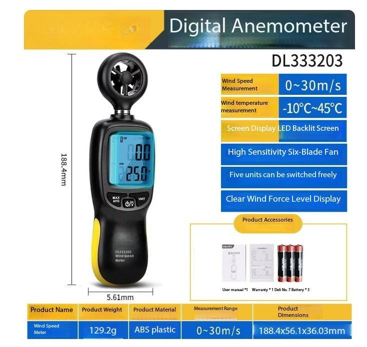 High-precision Handheld Anemometer, Air Temperature and Air Volume Tester