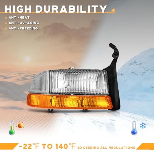 Headlights Assembly Compatible with 1997-2004 Dodge Dakota, Headlight For