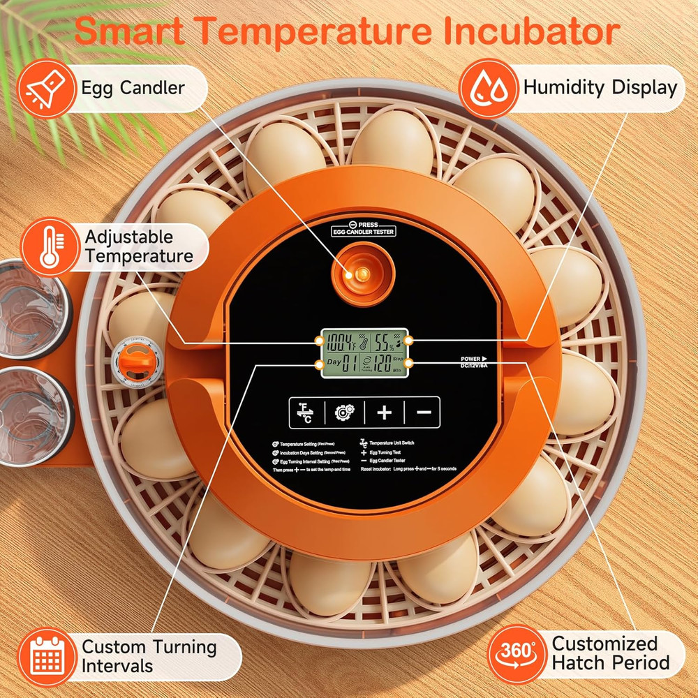 18 Egg Incubators for Hatching Eggs, Egg Incubator with Automatic Egg Turning an