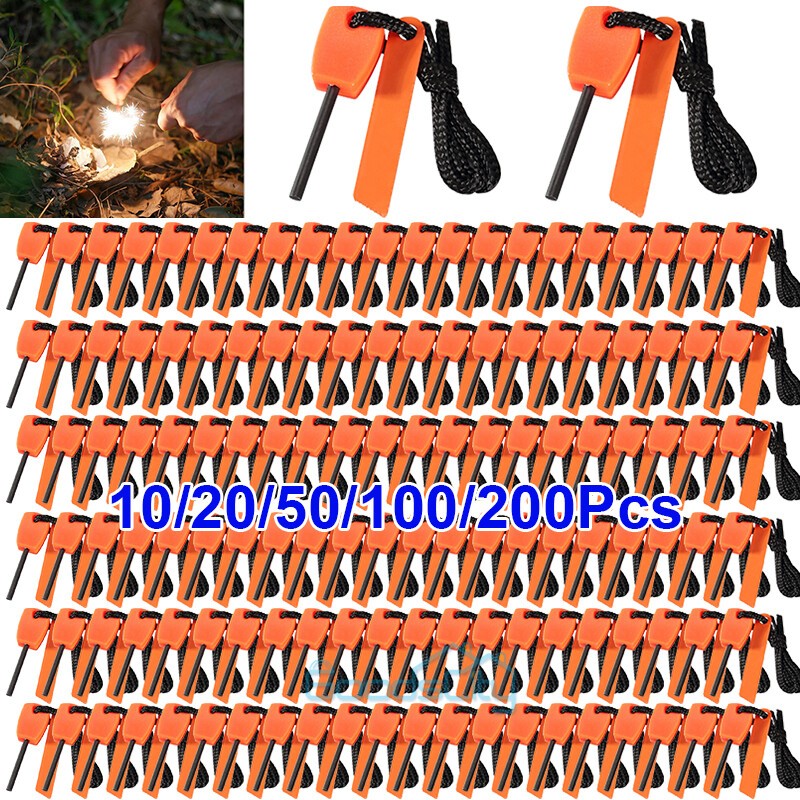 10-200pcs  Ferro Rod Fire Starter Flint  Magnesium Striker Survival Camping Tool