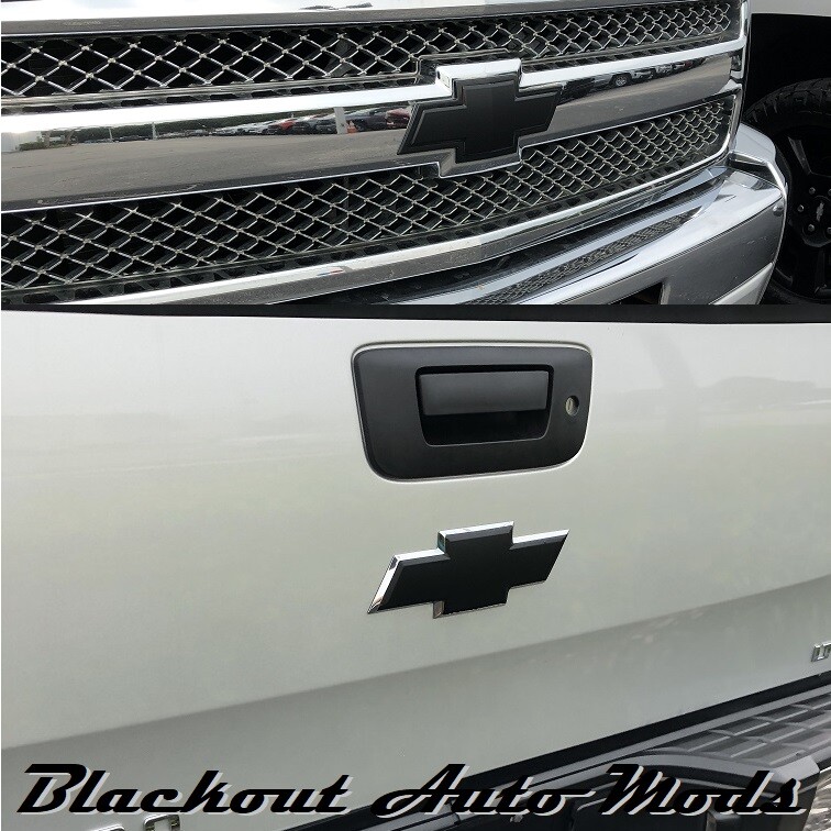 Matte Black 2007-2013 Chevy Silverado BowTie Emblem Overlay Decal Set of 2