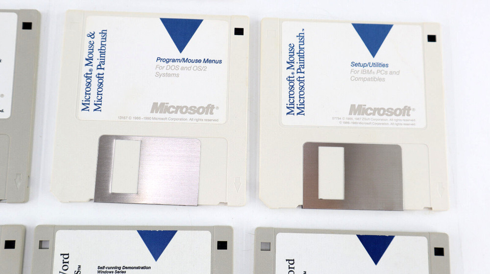 Microsoft Word for Windows, Paintbrush, Mouse Setup Disk Lot 3.5" Floppy 1990