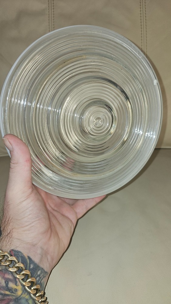 Vintage Mid Century Flush Mount Glass Ceiling Fixture Globe Diffuser 8"