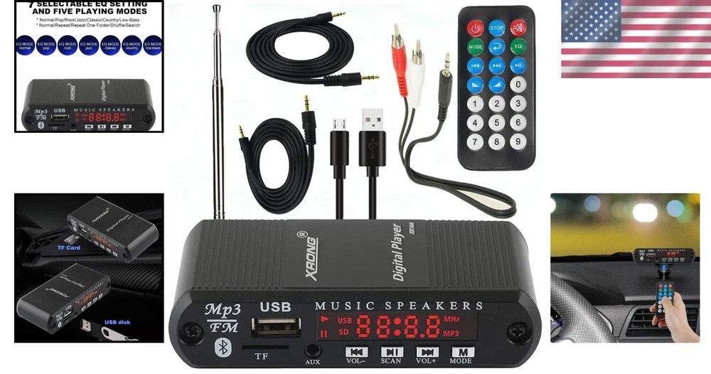 FM Radio Bluetooth Receiver with USB/SD Playback and Remote Control Convenience